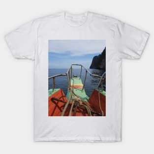 View through a longtail boat to the Andaman sea T-Shirt